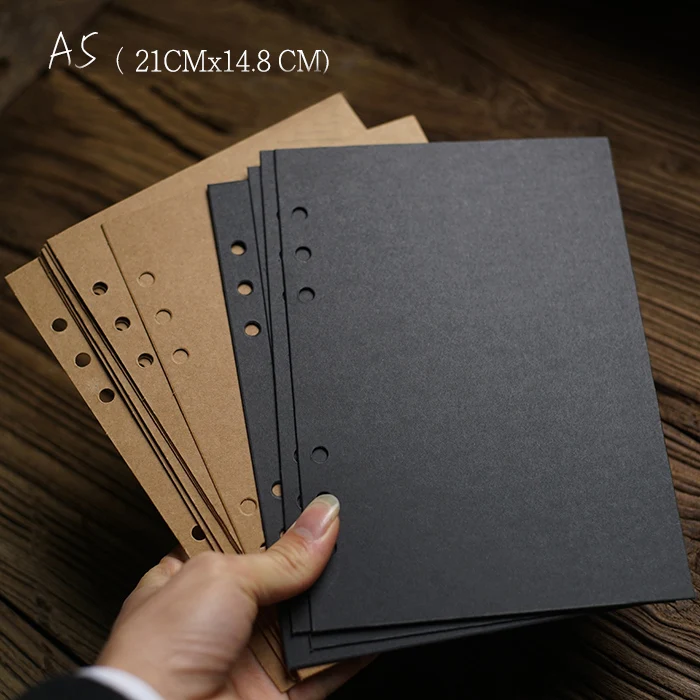 

1000g Big Vertical 6 Holes 21*14.8CM Kraft Black Card for Diy Photo Album Adding Inside Pages Scrapbooking 10/20/30 Sheets/set