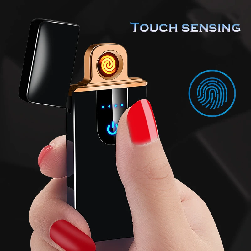 Touch-senstive переключатель прикуривателя USB зажигалки Ветрозащитный Непламено Перезаряжаемые Электронная зажигалка для курения зажигалка usb
