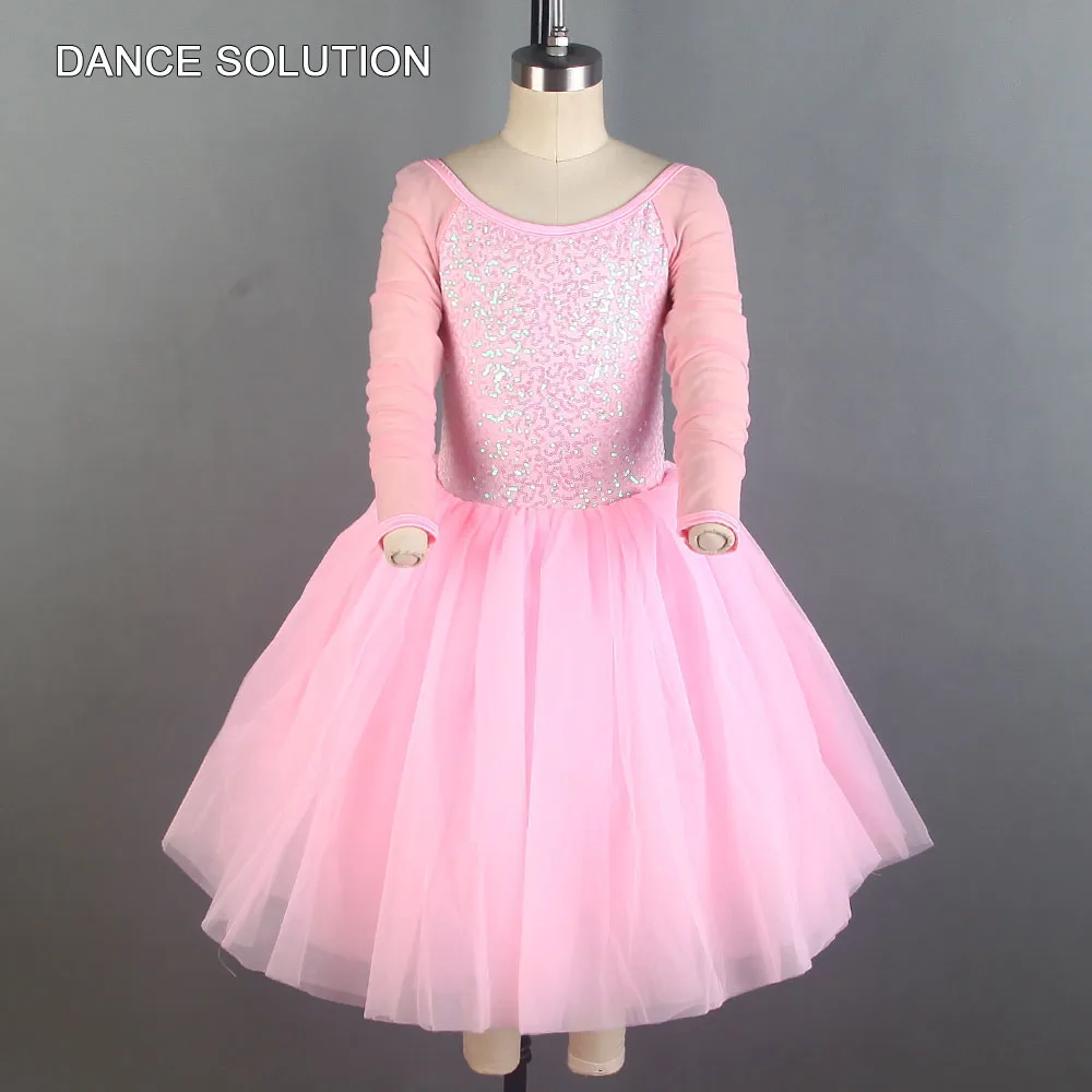 С длинным рукавом для балета танцевальная пачка с блестками кружевное трико платье для женщин балетные танцевальные платья для взрослых девочек балерина костюм 19501