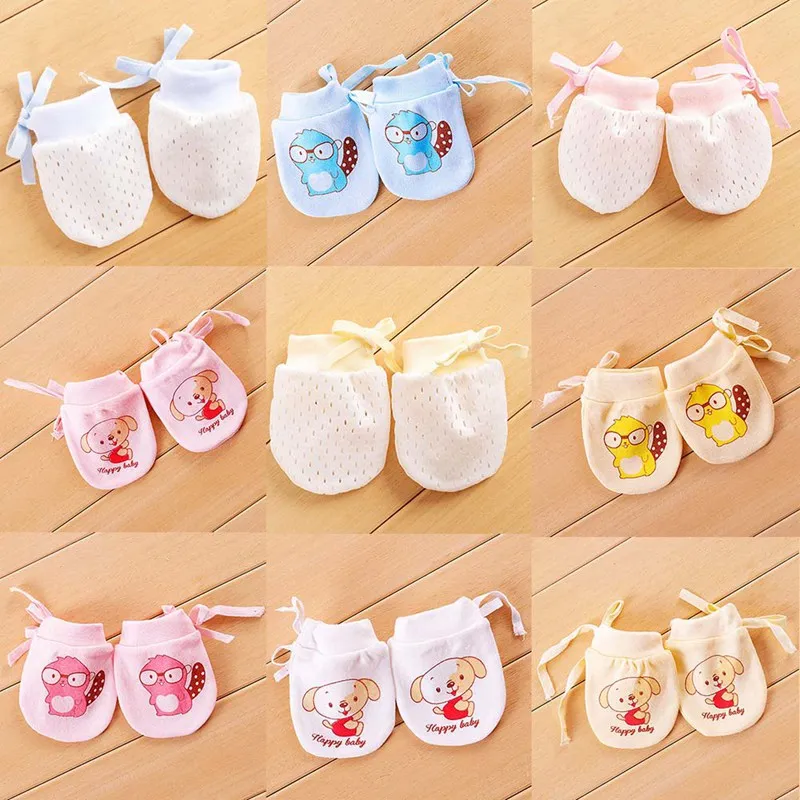 

1 Pair Unisex Ice Silk Soft Fashion Cute Baby Anti Scratching Gloves Protection Face Newborn Adjustable Mittens Clothing