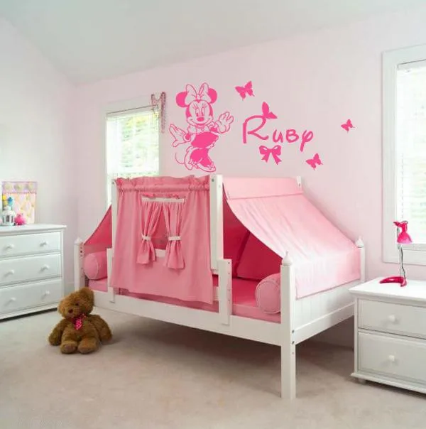 Personalise Name /& inspired Minnie DIY Removable wall sticker for kids