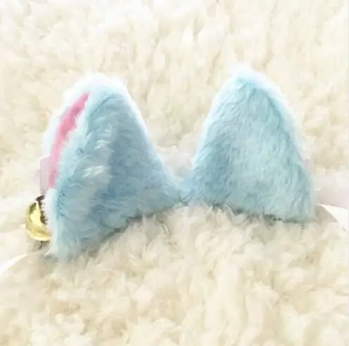 

100 Pairs Kawaii Girl Female Headwear Faux Fur Cat Ear Hair Clip with smallbell for Hallowmas Xmas Party fancy ball decor props
