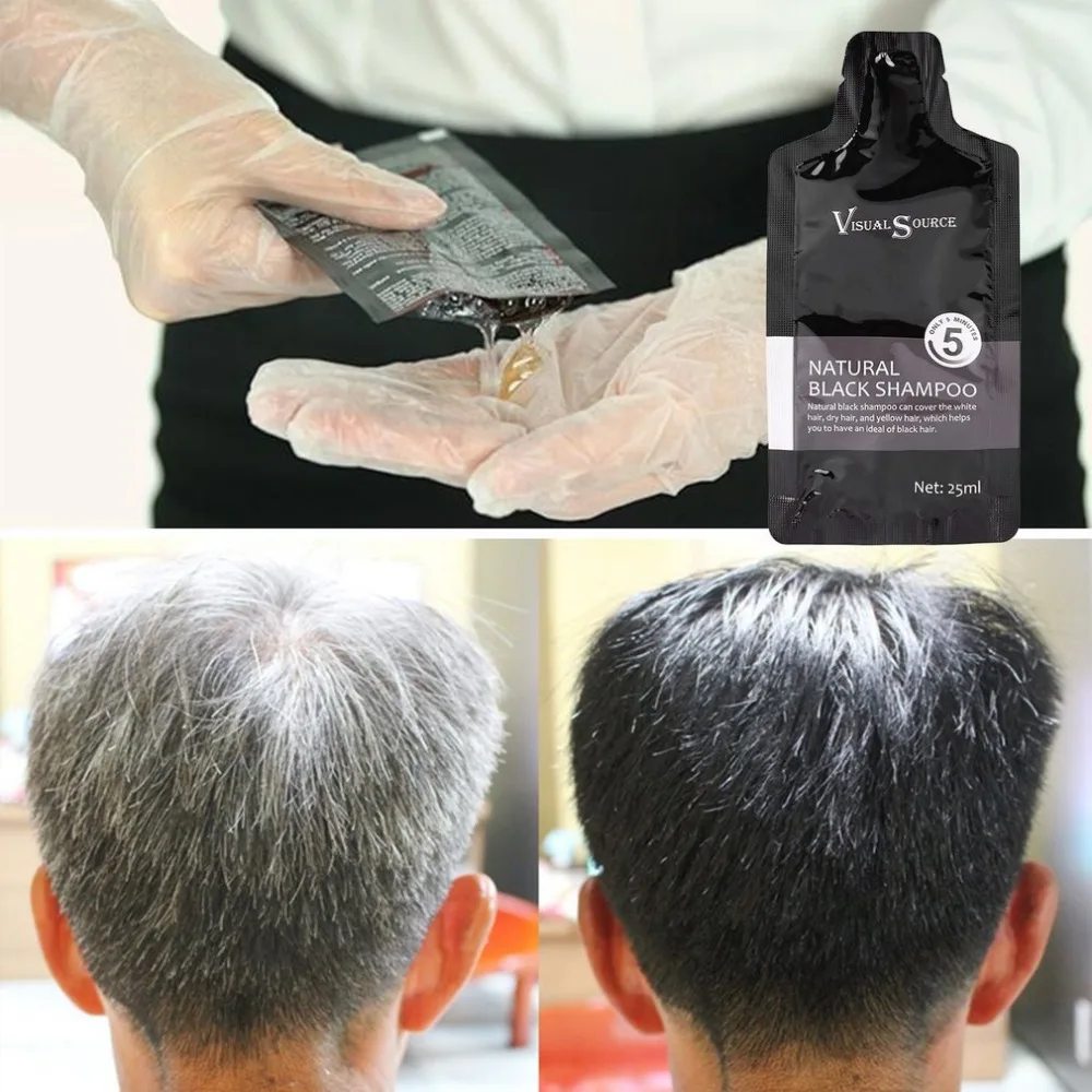 

25ml Black Hair Shampoo Natural Herbal Faster Blackening Hair Dyeing Lotion Hair Care Supplies Men Women HAIR Coloring