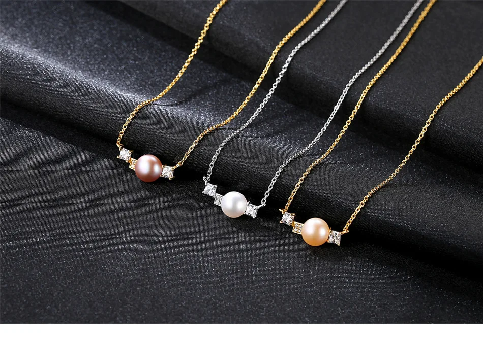 

New S925 sterling silver necklace clavicle chain natural freshwater pearl pendant female accessories LSM04