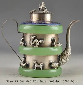 

China Superb Jade Old Handwork Armored Zodiac Exorcist Collectable Tea Pot