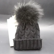 Зимние детские вязаные шапки, крашеные меховые шапки с помпонами, вязаные шапки для мальчиков и девочек, модные вязаные детские шапки, разноцветные черепа