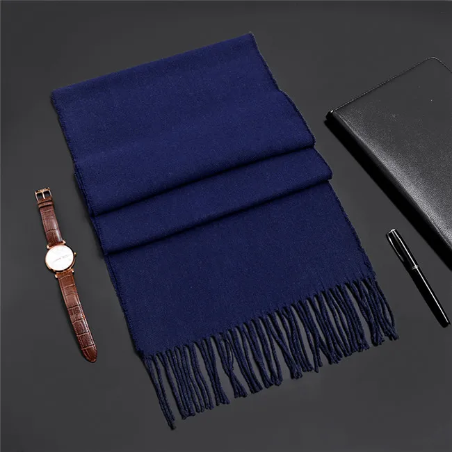 small size 180*30cm Brand Designer Winter Cashmere Scarves Men Scarf Cheap Warm Unisex - Цвет: Тёмно-синий