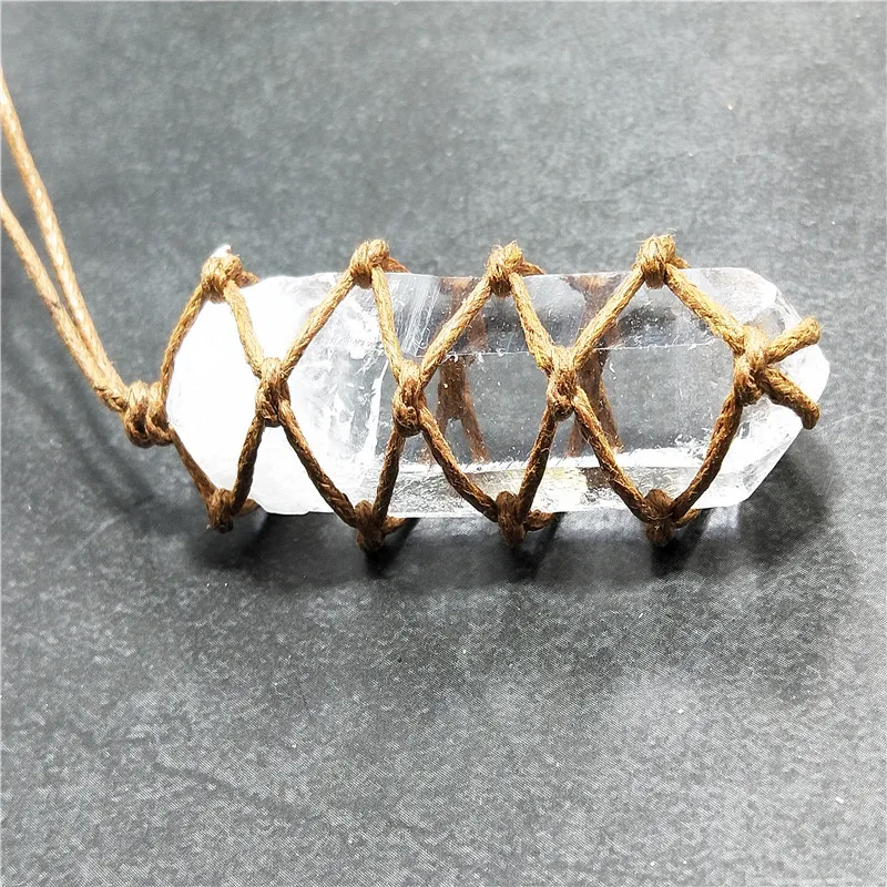 Натуральный одноточечный белый кристаллический кулон в форме колонны кристалл