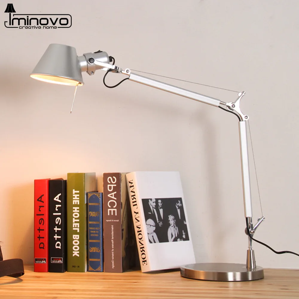 IMINOVO Folding Table Lamp LED Floor Lamps Bedroom Silver Stand Lamp 5W