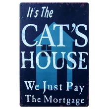 [Mike86] Это Кошкин дом мы просто оплатить залог винтажные металлические жестяные знак Декор гостиничного номера Wall Art украшения 20*30 см AA-319