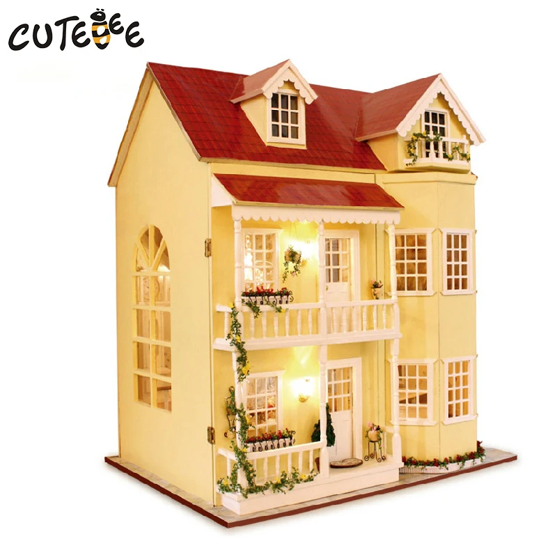 CUTEBEE Doll House Miniature DIY Dollhouse With Furnitures Wooden House Toys For Children Birthday Gift A010