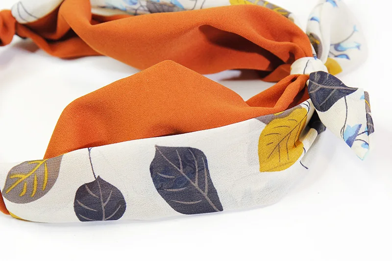 13Chiffon Bunny Ears Baby Girl Hairband High Elastic Comfort Newborn Toddler Headband Fashion Floral Print Headwear Hair Accessories