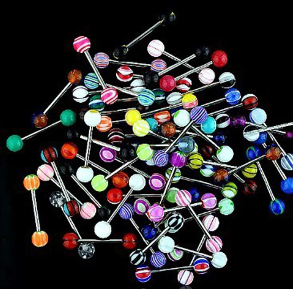 

50 pcs/bag New Colorful Acrylic Colorful Ball Medical Steel Belly Button Ring Dangle Navel Body Jewelry Piercings Hot Sale 533
