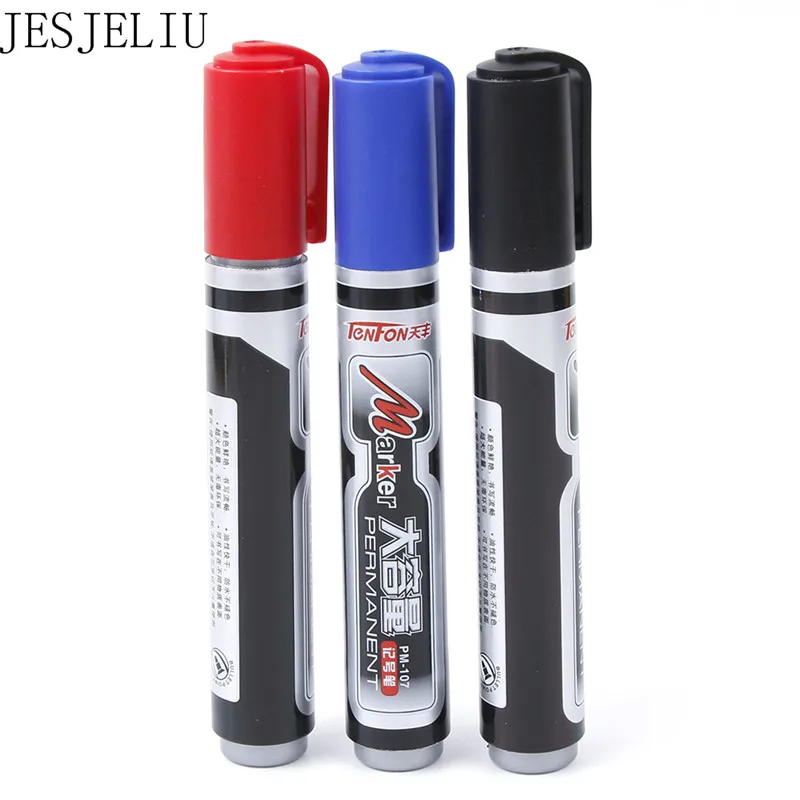 

Large Black Red Blue Plastic Oily Waterproof Permanent Marker Pen office school supplies Student gift Stationery pen