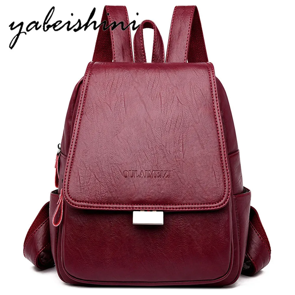 

New High Quality Women's Leather Backpack Sac A Dos Lady travel Backpack Fashion Female student Shoulder Bag Bagpack mochila