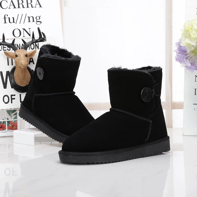 Cena Sprzedaż hurtowa detaliczna! 2020 klasyczne wodoodporne prawdziwa skóra bydlęca skórzane buty śniegu ciepłe buty do kostki dla kobiet darmowa wysyłka