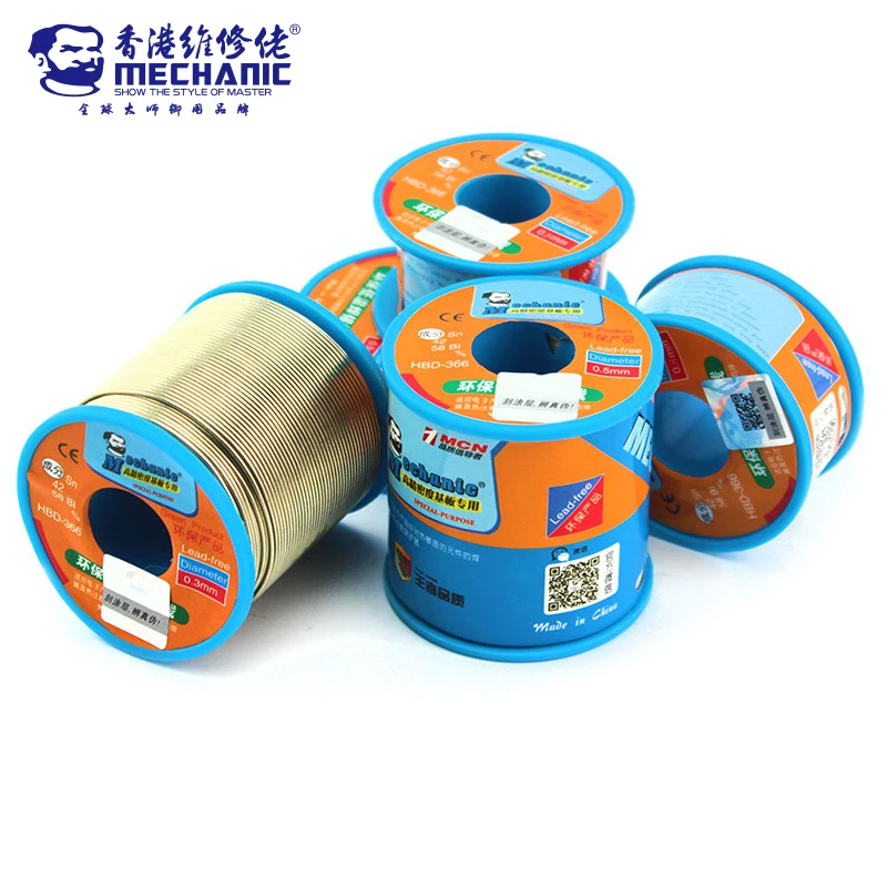 MECHANIC 40g HBD-366 sn 42% Bi58% Melting point 210 degrees green Lead-free low temperature solder wire