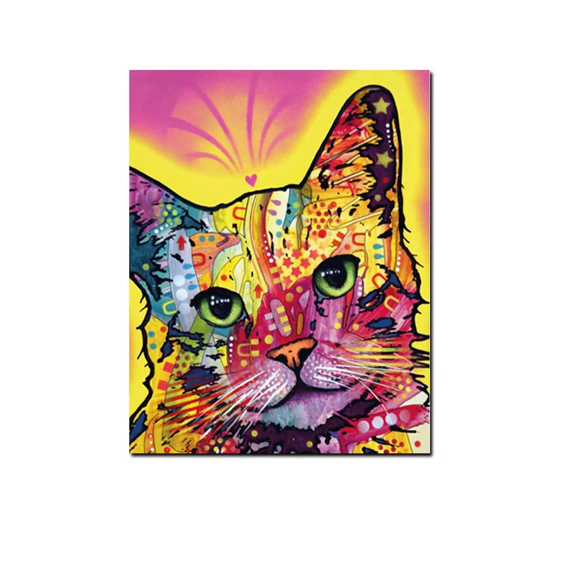 HD Print Abstract Watercolor Abstract Cat Oil Painting on Canvas Pop Art Animal Wall Picture For Living Room Sofa Cuadros Decor (3)