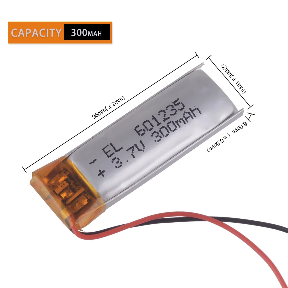 3 7v 300mah 601235 rechargeable lithium polymer li po ion batteries for