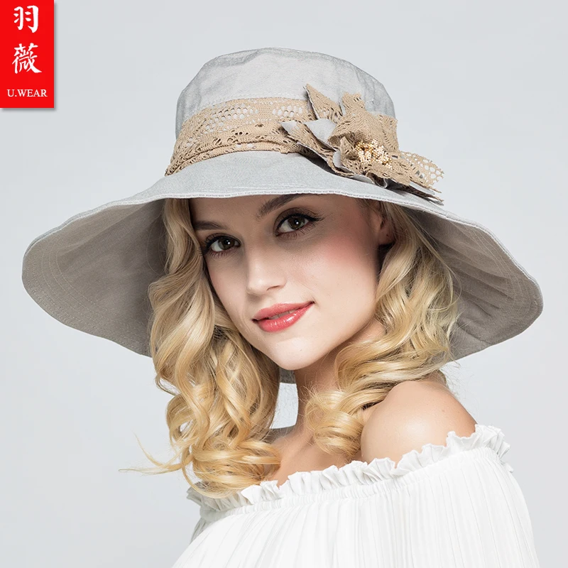 MAILE Straw Hat Large Brim Hand-Made Bowknot Sun Hat Summer Beach Cap Big Foldable Fedora Hats for Womens Girls Khaki