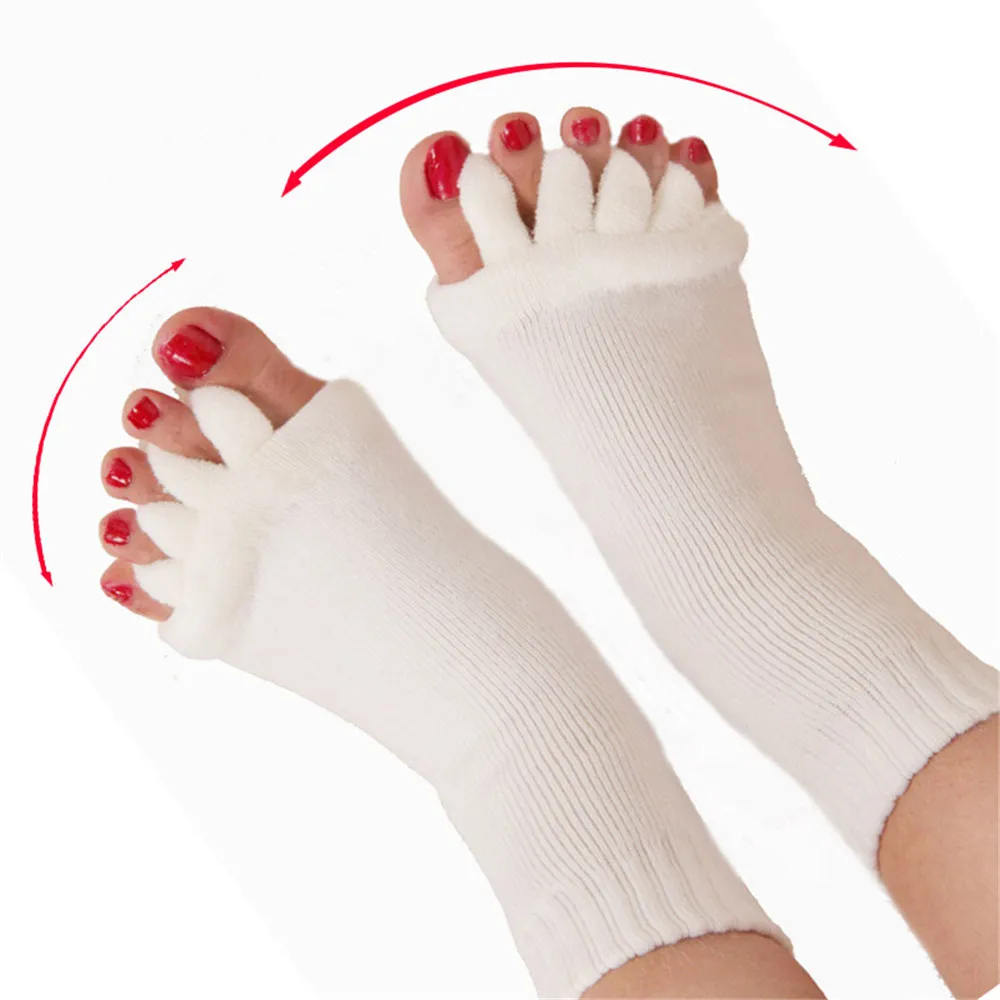 1 Pair Pedicure Sock GYM Massage SPA Yoga Five Toe Separator Foot