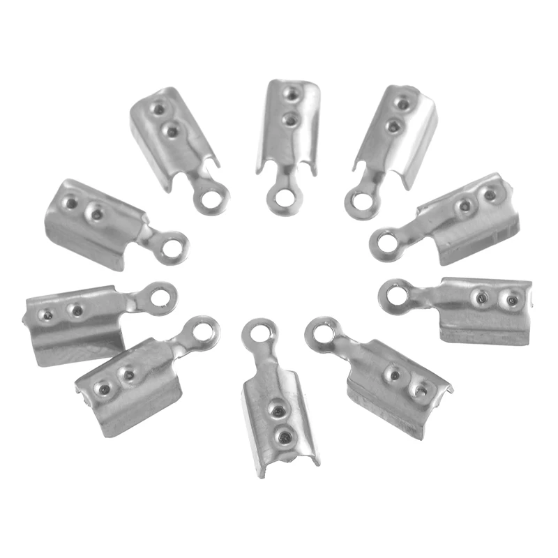 

50PCs 10/11mm Stainless Steel Cord Chain End Caps Necklace Bracelet For DIY Jewelry Findings Making Chain Head Craft Hole 1mm