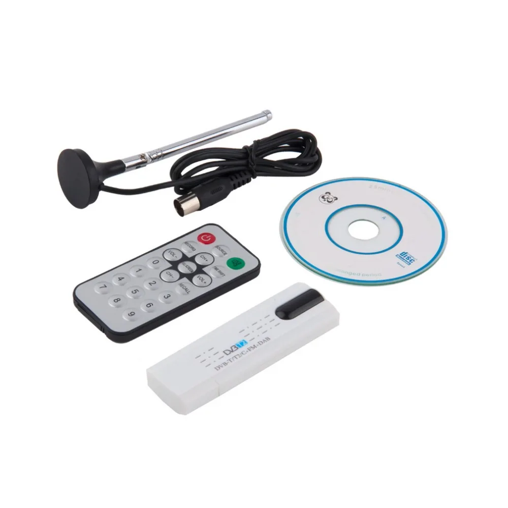 Digital DVB-T2/T DVB-C USB 2.0 TV Tuner Stick HDTV Receiver with Antenna Remote Control HD USB Dongle PC/Laptop for Windows