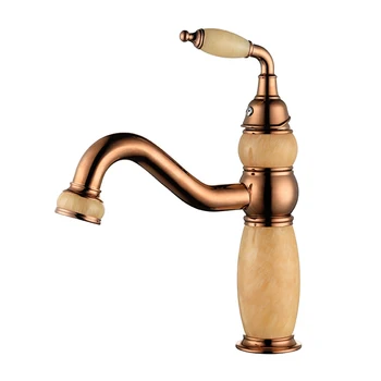 

Azos Under Counter Basin Faucet Soft Basin Brass Jade Rose Gold Cold and Hot Switch Continental Shower Shower Room Round MP0802