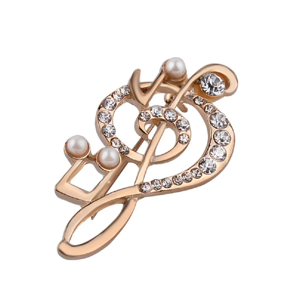 

Trendy Elegant Women's Gold Color Musical Note Charm Crystal Brooch Pin Gift Girls Brooch Jewelry Accessories For Dropshipping