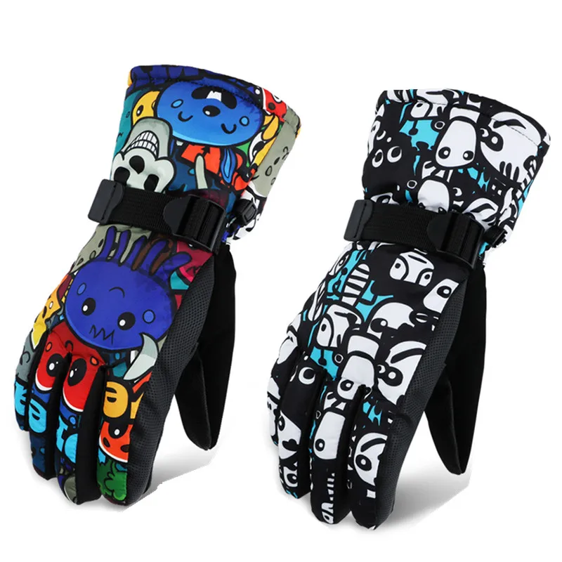 

Winter -30 Thicken keep warm Ski Gloves Men Women Children Windproof Waterproof Adjustable Snowboard Climbing Snow Gloves