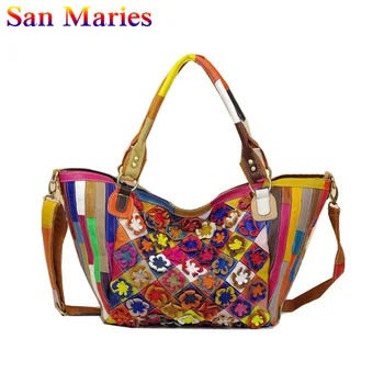 

San Maries New arrival Flower Casual Handbags Luxury Shoulder Bags Wonmen Bags Designer For Ladies Patchwork Bags Tote
