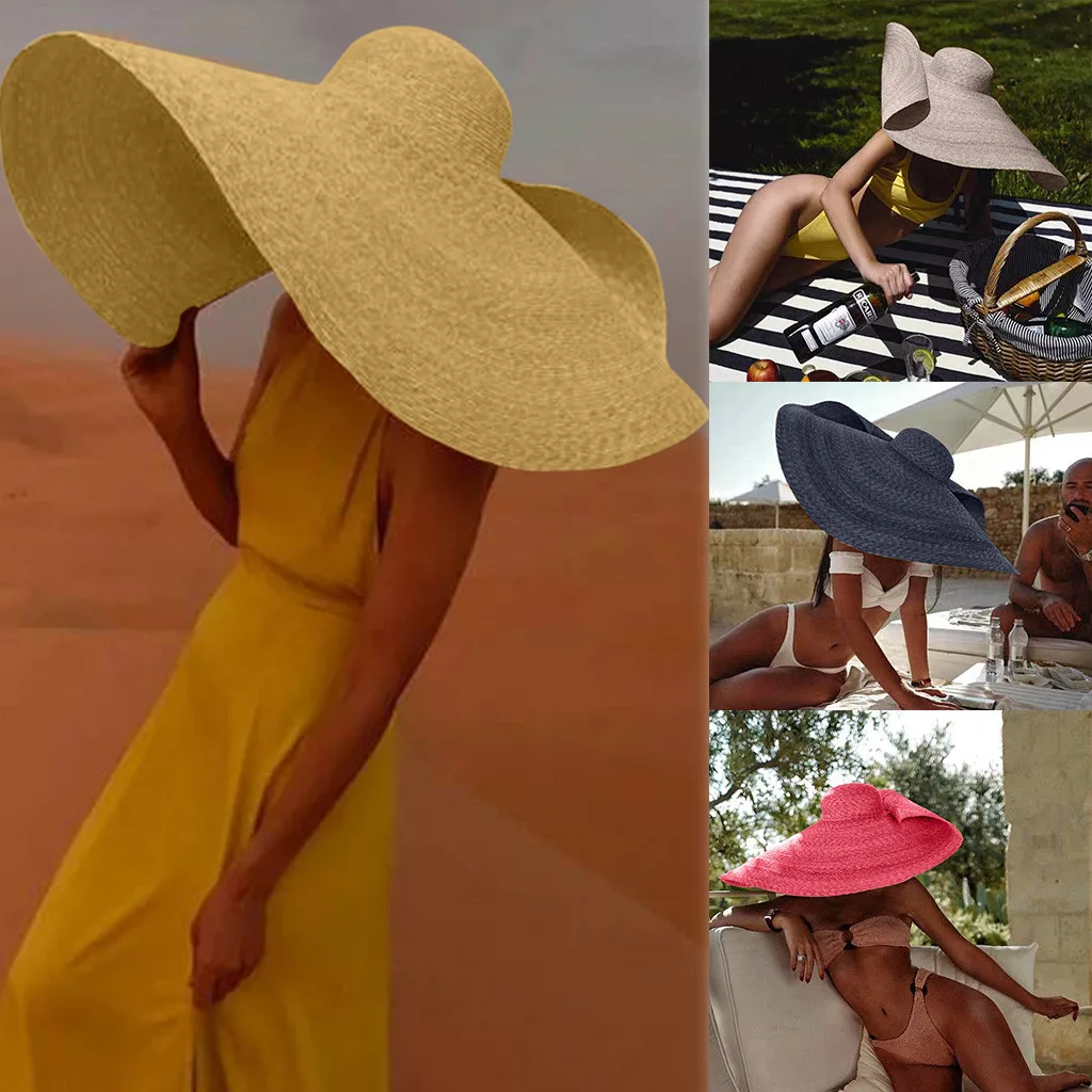 Женская винтажная соломенная шляпа лодочника с широкими полями, элегантная плоская широкополая шляпа Дерби, складная соломенная Кепка, негабаритная складная шляпа