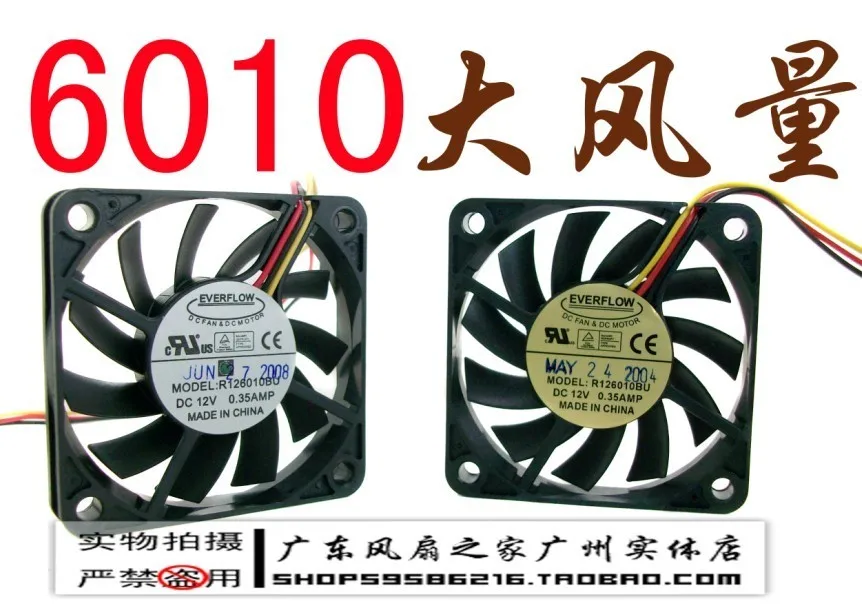 Вентилятор ЦП для Everflow 6010 6 см dual ball 12В 0.35a r126010bu|cpu fan cooler|fan assistedfan wheel |