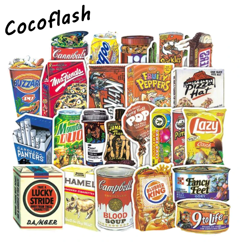 37Pcs/Lot Food Stickers For Car Laptop Bicycle Backpack Notebook Home Decal DIY Waterproof PVC Toy Sticker For Kids