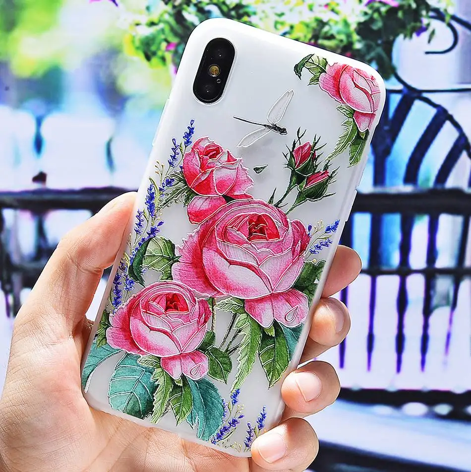 3D Silicone Relief Floral Case For iPhone XS Case For iPhone 2018 XS Plus Soft TPU Flower Matte Case Cover Phone Cases On        (32)