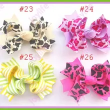 Новейший 20 штук two tone Бутик банты волосов 3,5 ''для маленьких девочек бант волосы Популярный девочек заколки для волос Разноцветные