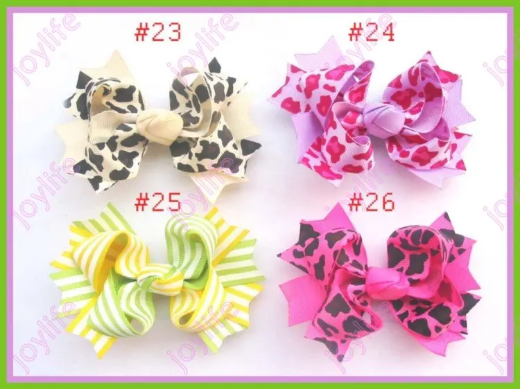 

free shipping 2017 Newest 20pcs two tone Boutique hair bows 3.5'' girl hair bows popular girl hair clips mix color