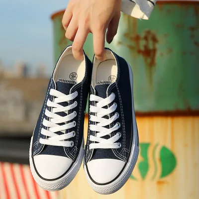 Woman Shoes Summer New Fashion Women Shoes Casual Flats Solid Canvas Classic Solid Candy Color Women Casual Shoes Sneakers - Цвет: 6028 Navy Blue