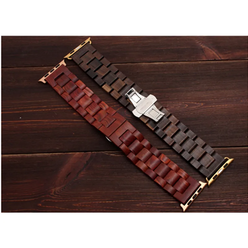 Natural Wood Watch Bracelet for Apple Watch Band 38/42mm Luxury Watch Accessories for IWatch Strap Watchband with Adapters