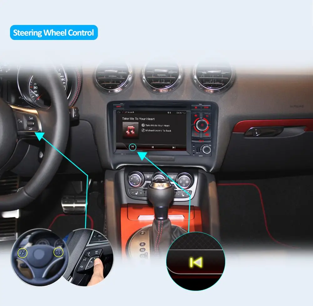 Clearance Car Multimedia Player 2 Din Android 9.0 For AUDI TT MK2 8J 2016 2007 2008 2009 2010 2011 2012014 GPS Navigation System Radio DVD 5