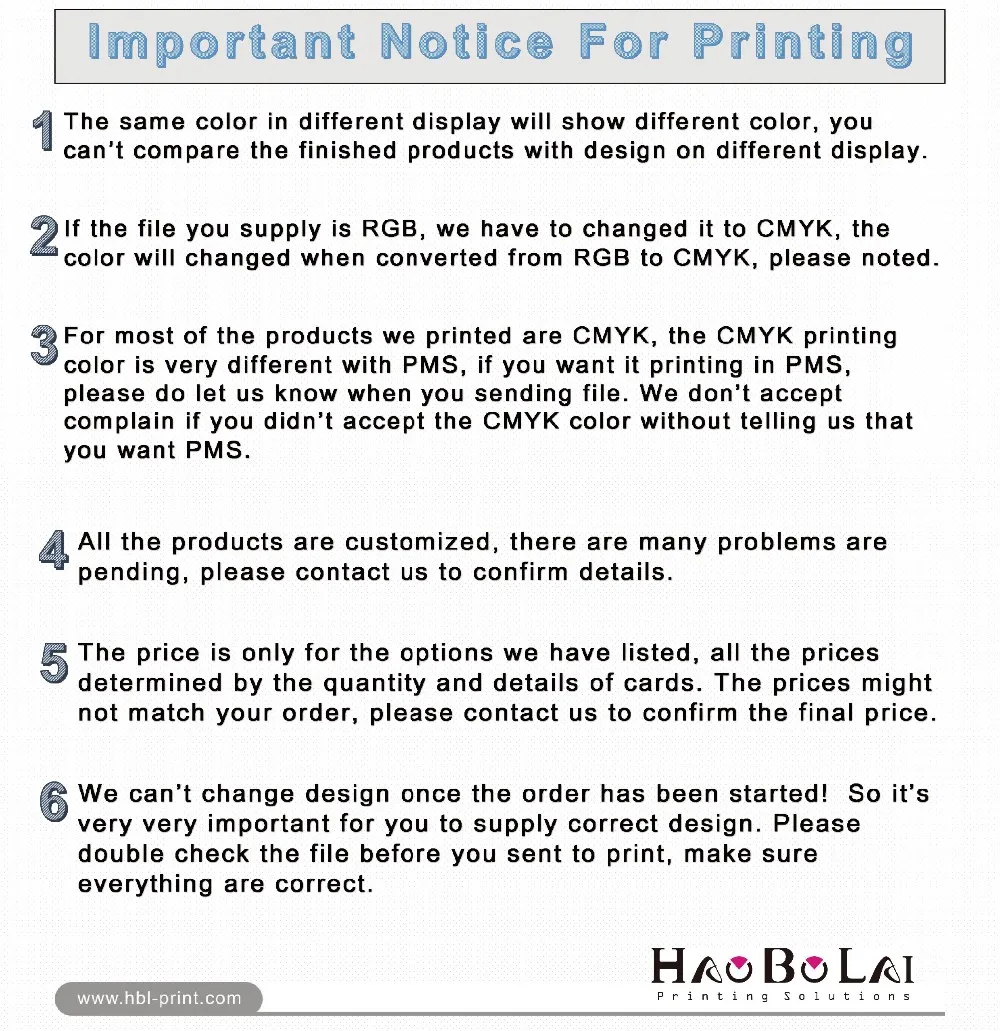 important notice for printing