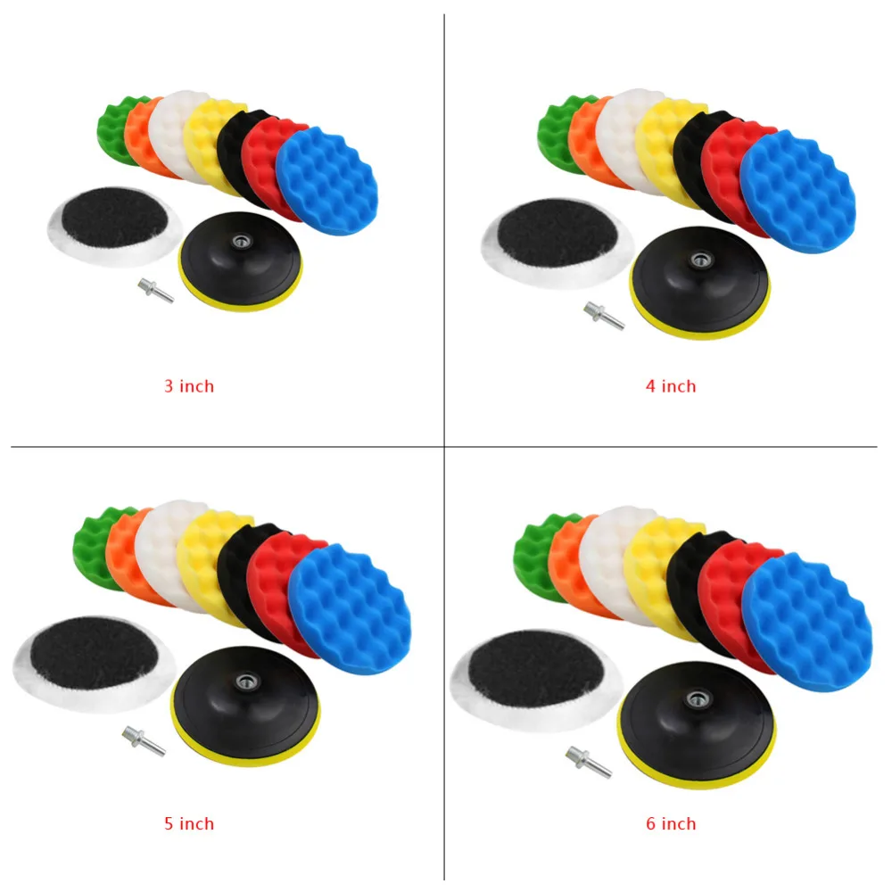 MATCC 7pcs 7 inchs Lucidatura Pad Spugna e Lana Ceretta Pad Lucidatura Pastiglie Kit Set Composto con M10 Drill Adattatore