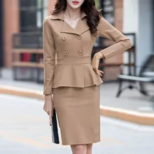 Брендовые женские платья костюмы двубортный блейзер+ карандаш платье формальная одежда офис леди работа Бизнес наряд 2 шт. женская одежда