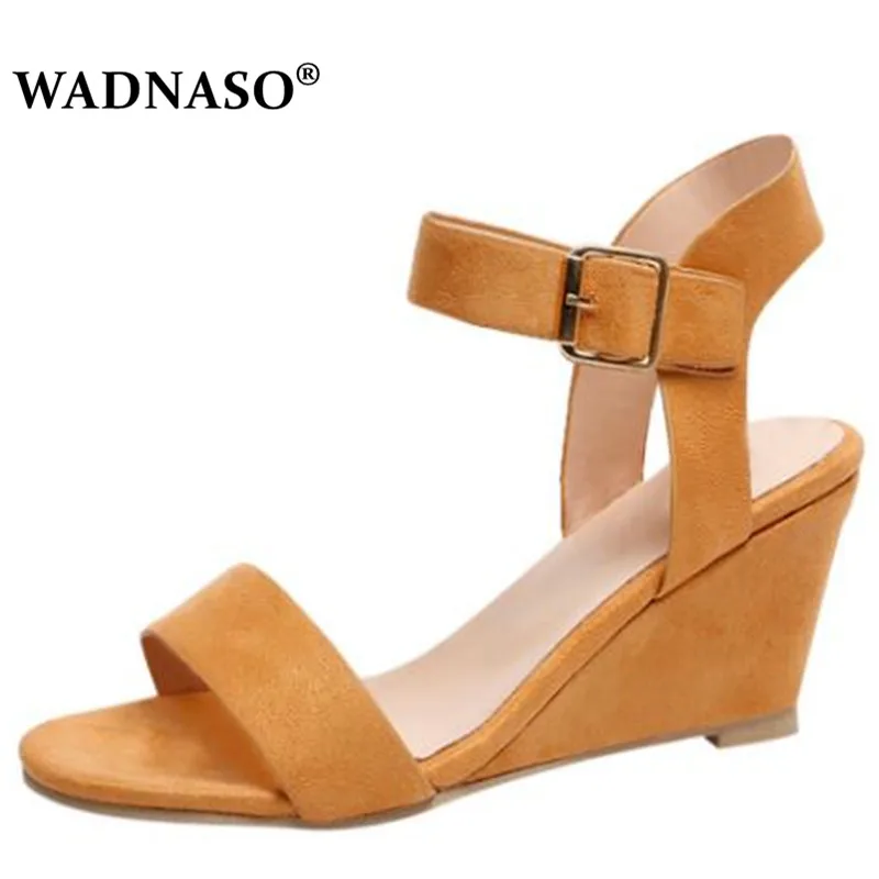

WADNASO Women Sandals 2019 Wedges Summer Casual Shoes Buckle Strap Roman Gladiator Sandals Women Sandalias Mujer black EU 34-43