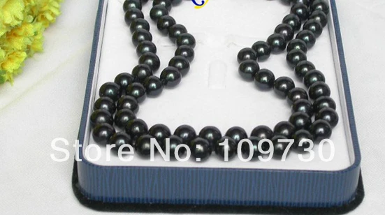 

Jewelry 002572 AAA 16-17" 2row 10-11mm round jet black pearls necklace