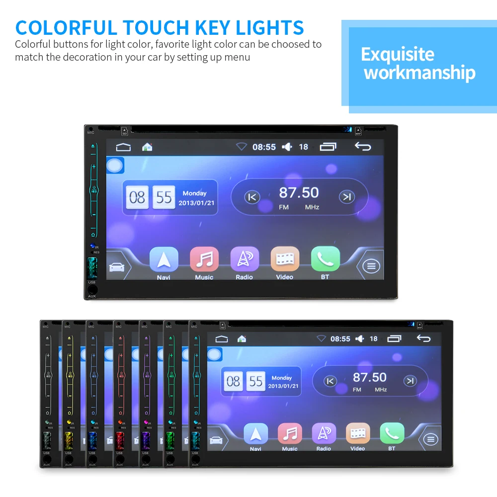 Clearance 2 din car digital stereo android system FM radio gps navigation video DVD Mp5 multimedia player bluetooth wifi rear view camera 10