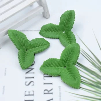 

100pcs Silk leaf diy gifts candy box decorative flowers christmas wreaths artificial plants fake green Rose leaves scrapbooking