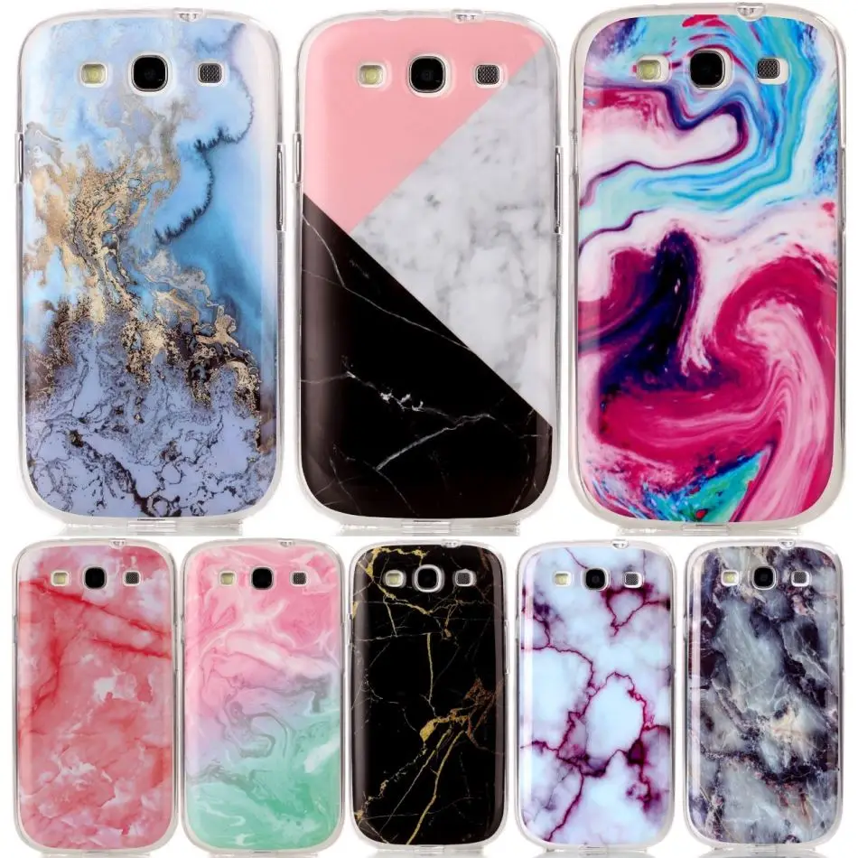 

DEEVOLPO Phone Bags Case For Fundas Samsung Galaxy I9300 S3 Duos i9300i SIII Neo GT-i9301 Soft TPU Marble Stone image Cover D01G