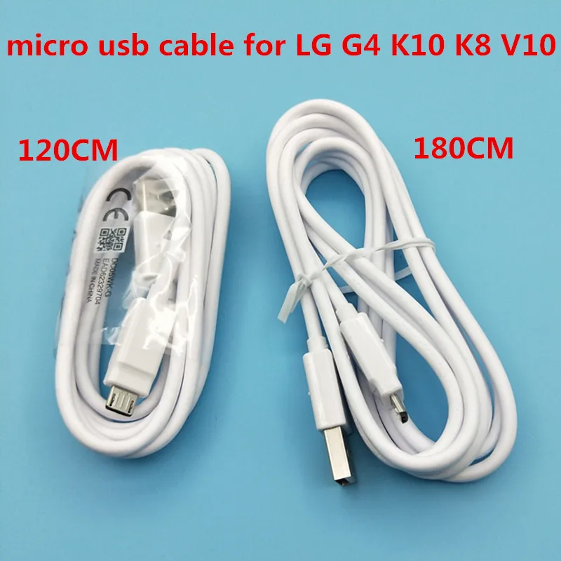 

Original For LG G2 G3 Mini G4 V10 K8 K10 X Power 120cm 180cm 2AFast Charging Micro USB Data Sync smartphoe Line Cord Cable white