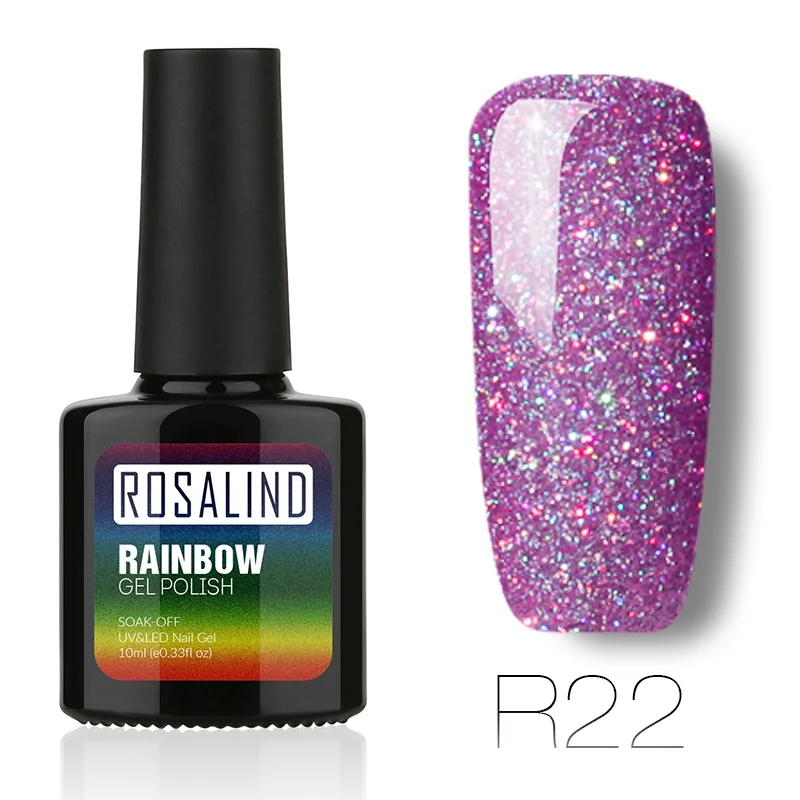 ROSALIND Гель-лак для ногтей 10 мл Радужный Неон RBR01-29 Гель-лак Soak Off UV Nail Art долговечный Гель-лак для ногтей - Цвет: R22